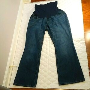 Indigo Blue Maternity Blue Denim BootCut Jeans Size PT/TPG/PG Cross Over Panel